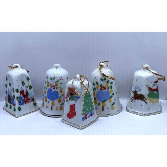 Vintage Lilian Vernon LVC Porcelain Miniature Christmas Bells Boxes‎ 1989 1986 - Picture 1 of 8